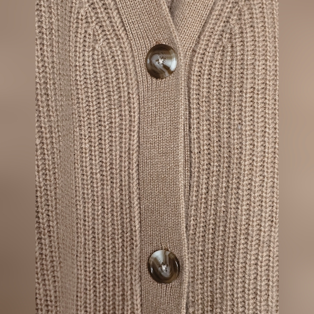 Quince Camel Ribbed Button-Front Cardigan - Picture 4 of 9